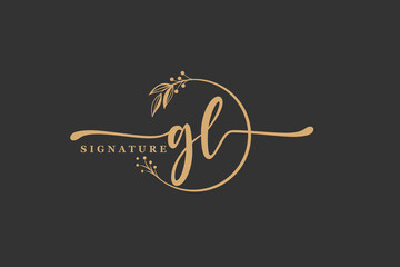 Wall Mural - luxury gold signature initial G K logo design isolated leaf and flower