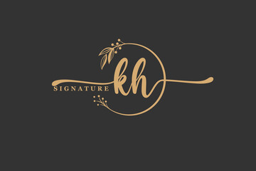 Wall Mural - luxury gold signature initial K G logo design isolated leaf and flower