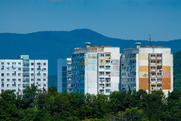 Poster - residential buildings in the forested mountains