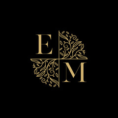 Poster - EM circle floral wedding logo initial logo design which is good for branding
