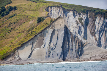 Wall Mural - the coastline of zumaia with the pilgrim way of saint james