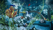 Unterwasserlandschaft mit Ruinen - 3D-Illustration