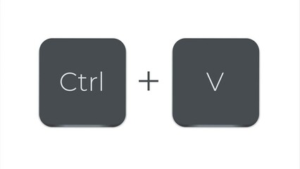 Aufkleber - Keyboard Button, shortcut Ctrl V on white color and transparent background