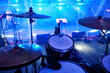 drum kits on stage. professional musicians for the holiday in the restaurant.