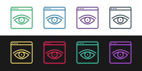 Poster - Set line Browser incognito window icon isolated on black and white background. Vector