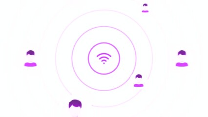 Aufkleber - Wi-Fi sign and wave signal. Motion. Animation with Wi-Fi distribution signal. Signal waves from Wi-Fi sign and appearance of user icons