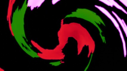 Poster - Colorful spots in hypnotic illusion. Design. Animation with air spots rotating in stream. Rotating colorful spots move in hypnotic spiral