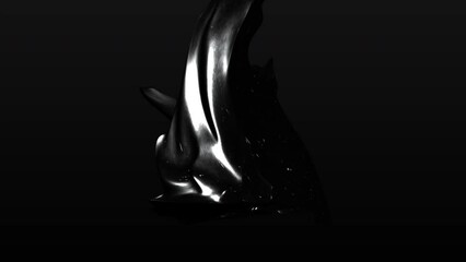 Poster - Abstract 3D transforming monochrome shape isolated on a black background. Motion. Unknown sticky object.