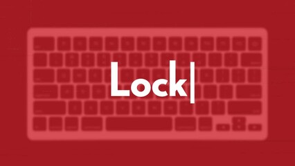 Poster - Lock title. Modern flat web template with keyboard template on gray background