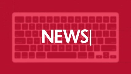 Poster - News title. Modern flat web template with keyboard template on gray background
