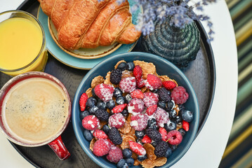 Wall Mural - Healthy breakfast with berries