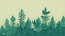 Pencil Drawn Forest. Healthy Green Illustration With Watercolor. Shades Of Green. Hand Drawn Nature Art. 4k Background, Wallpaper.