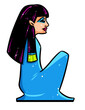 Girl sitting pattern Ancient Egypt clipart cartoon illustration