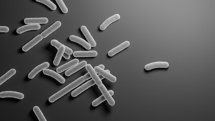 Poster - Bacteria. Bacterium. Black and white. Prokaryotic microorganisms. 3d illustration.