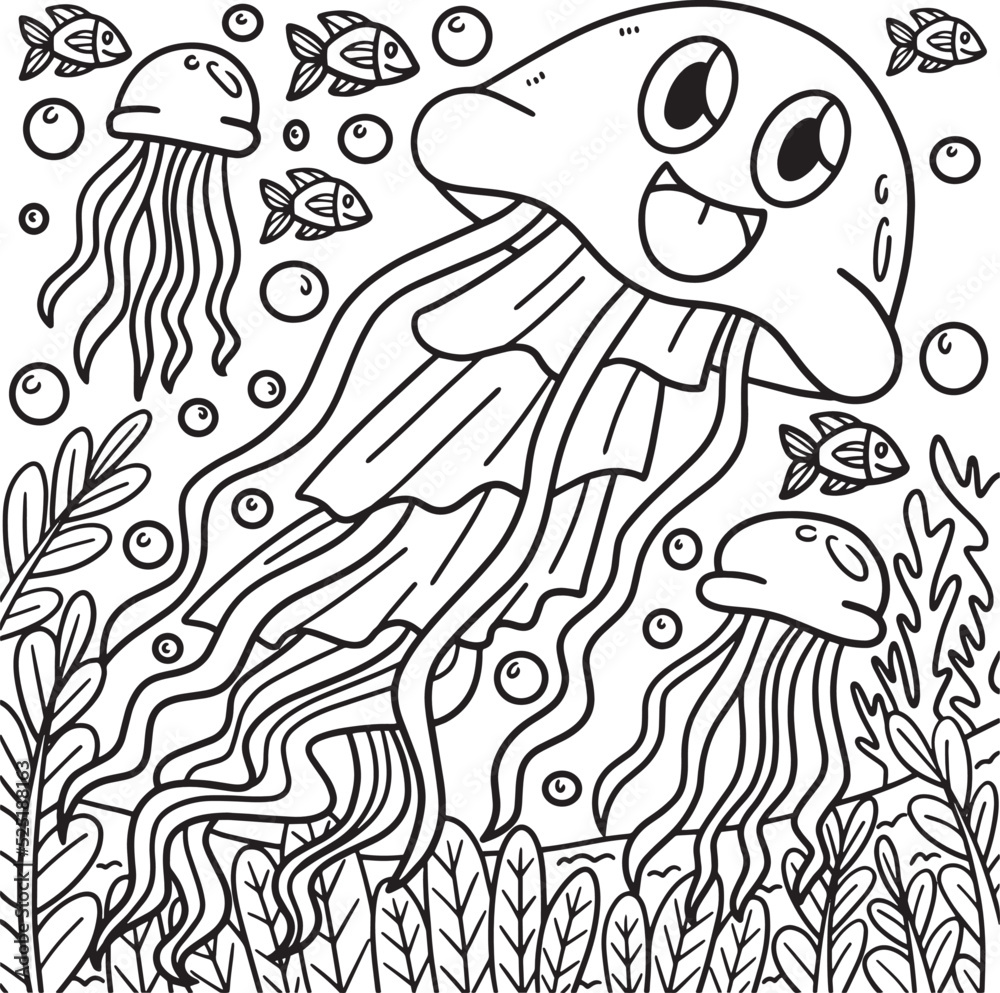 Vetor Jellyfish Coloring Page For Kids Do Stock Adobe Stock vetor-jellyfish-coloring-page-for-kids-do-stock-adobe-stock