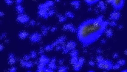 Poster - Animation with moving molecules in space. Motion. Ring 3d molecules move in chaotic field. 3D molecules or particles move in space