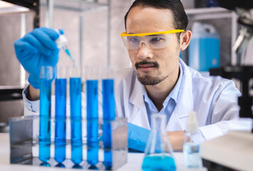 Wall Mural - health care researchers working in life science laboratory, medical science technology research work