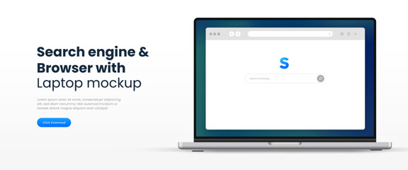 Fototapete - Web browser, internet browser search engine template. Search bar for UI UX website, mobile app. Search address and navigation bar mockup.