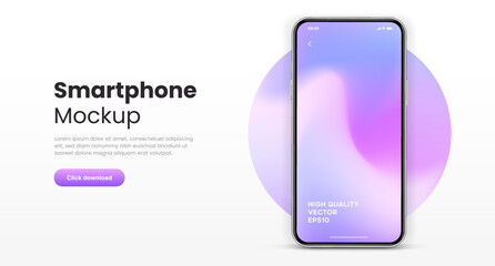 Poster - 3D realistic high quality smartphone mockup isolated with white blank screen. Smart phone mockup collection. Device front view. 3D mobile phone with shadow on white background.