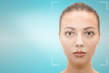 Fototapeta  - Authentication by facial recognition concept. Biometric security system.