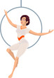 Woman acrobat on aerial hoop, vintage circus