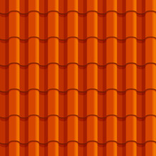 Orange Chinese Roof Tile Seamless Pattern Background. Vector Texture, Game Overlap, Cartoon Repeated Pattern. Asian House Roofing Material, Textured Oriental Construction Roof Exterior Design
