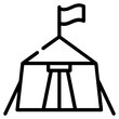 A military base camp used by army persons for accommodation during travel, line icon