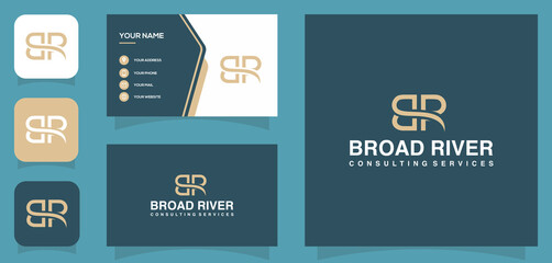 vector graphic of letter B and R or P logo design with business card template