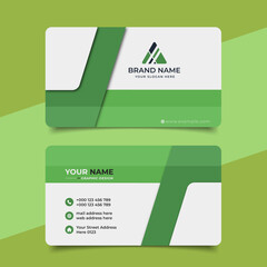 Wall Mural - Green modern creative business card and name card horizontal simple clean template vector design