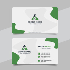 Wall Mural - green modern creative business card and name card horizontal simple clean template vector design