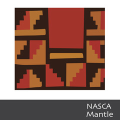 Nazca mantle, design of geometric shapes, lines, squares and colorful stairs. Nazca - Peru textile.