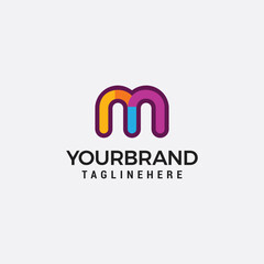 Sticker - m color full logo design modern template vector