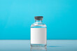 Blank bottle vial of Covid-19 coronavirus vaccine on  background of covid-19 quarantine