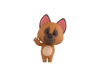 Sticker - German Shepherd Dog character raising right hand in 3d rendering.