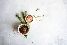 Cooking Concept With Spices On Concrete Background