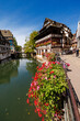 Timber-framed house at ill in La Petite France in Strasbourg in Alsace