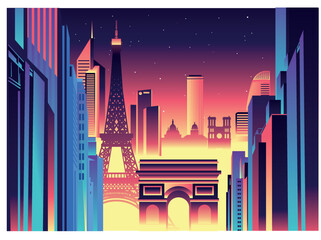 Fototapete - Paris skyline vector illustration