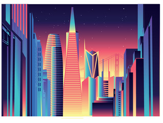 Fototapete - San Francisco skyline vector illustration