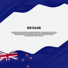 New Zealand Flag Design. Waving New Zealand Flag Made Of Satin Or Silk Fabric. Vector Illustration.