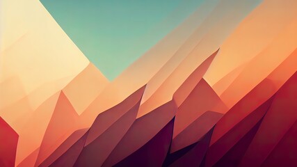 Wall Mural - Minimal abstract modern clean wallpaper. Polygonal shapes, pastel colors. Orange and red. Illustration for web design, banner, background or backdrop. High quality 4k 3d render