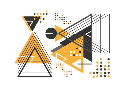Triangle geometric abstract graphic background, Dynamic geometric shapes compositions, Flat and clean style, Applicable for any graphic works.