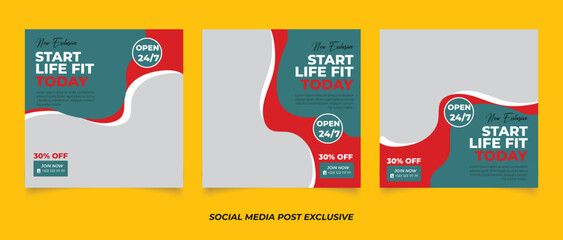 Wall Mural - Gym fitness social media post template