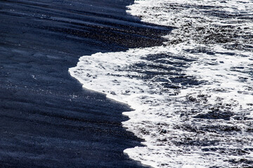 Wall Mural - abstract wall art of black sand and sea waves