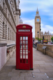 Fototapeta Big Ben - typical phone booth with big ben in the background.