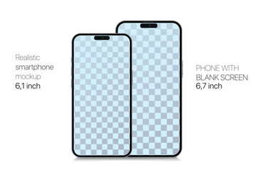 Poster - 3d high quality vector mobile mockups. Ultra realistic smartphone. Device UI UX mockup for presentation template. Cellphone frame with blank screen isolated templates. 3d isometric illustration.