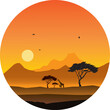 circle background painting themed savanna animals and africa