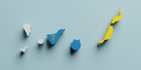 Wall Mural - 3d Canary islands region flag and map