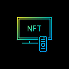 Poster - NFT on TV Screen vector outline concept colorful icon or sign