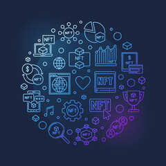 Poster - NFT Technology concept colored banner. Non-Fungible Token vector illustration