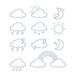 Cute weather icon in line art. Hand drawn line art style vector illustration.